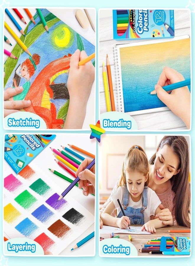 V-Opitos 168 Count Colored Pencils for Kids, 14 Pack Bulk Colored Pencils in 12 Colors, Pre-sharpened Coloring Pencils, Ideal School Supplies & Classroom Prizes, Kids Party Favor - Image 4